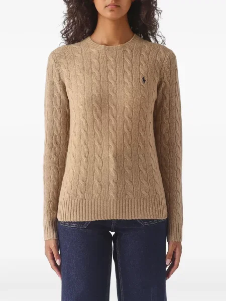 Флийс поло тениска Polo Ralph Lauren с автограф бяло