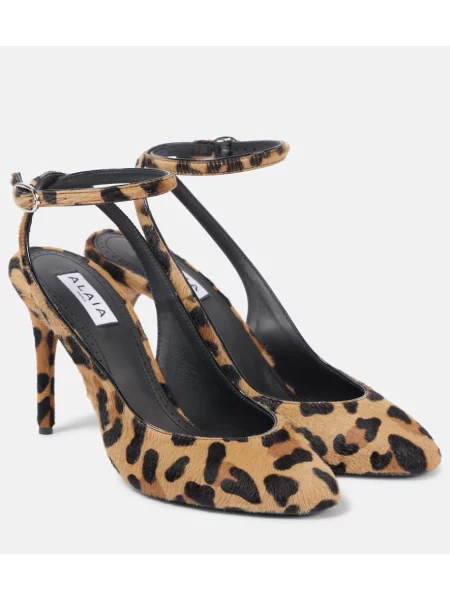 Pantofi cu toc Alaïa cu imagine cu model leopard slingback maro