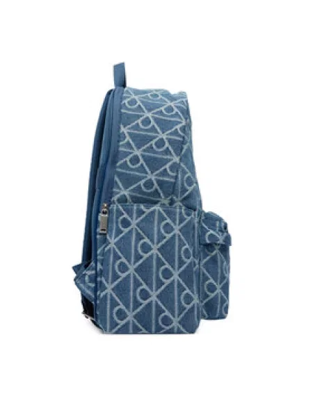 Kuprinės Calvin Klein Emblem Aop Denim Round Backpack Mėlyna pilka