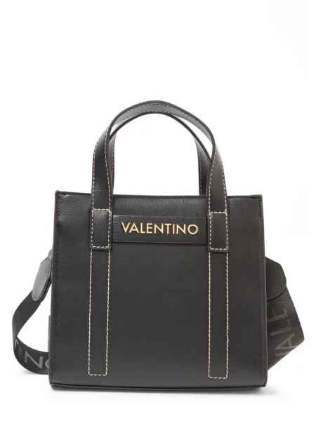 Lniana torebka Valentino Bags czarna