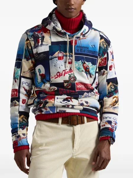 Fleecové polotričko Polo Ralph Lauren s potiskem modré