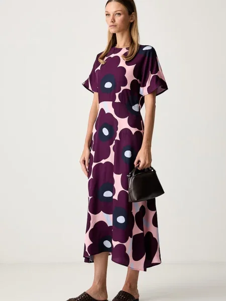 Marimekko rochie evazată cu lyocell violet