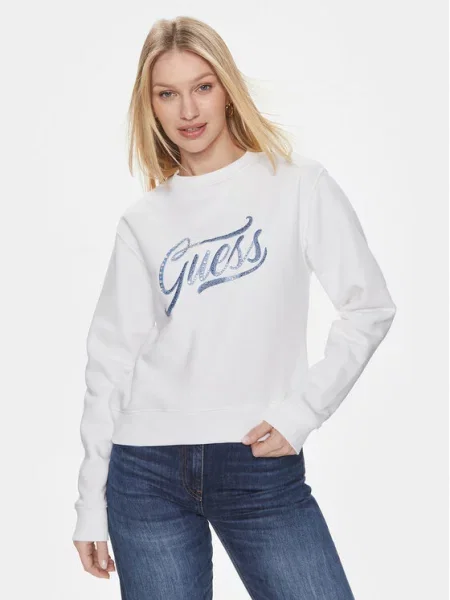 Guess Majica dugih rukava Cn Stones Logo bijela