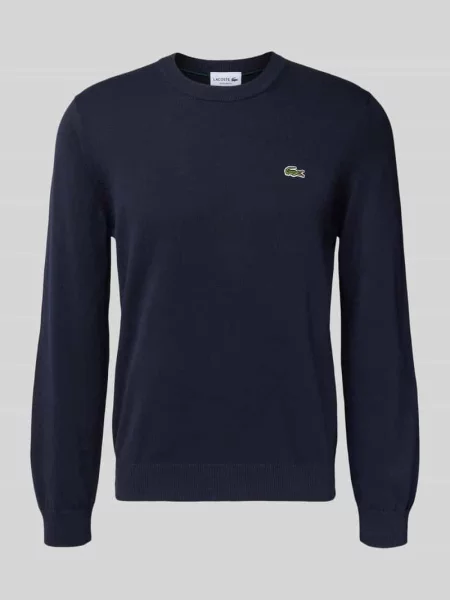 Sweter o kroju regular fit z mieszanki bawełny Lacoste niebieski