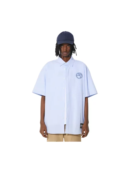 AMBUSH koszula Emblem Striped S/S Shirt relaxed z kołnierzykiem klasycznym niebieski