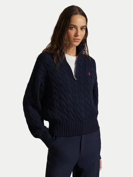 Sweter Polo Ralph Lauren z kołnierzem granatowy
