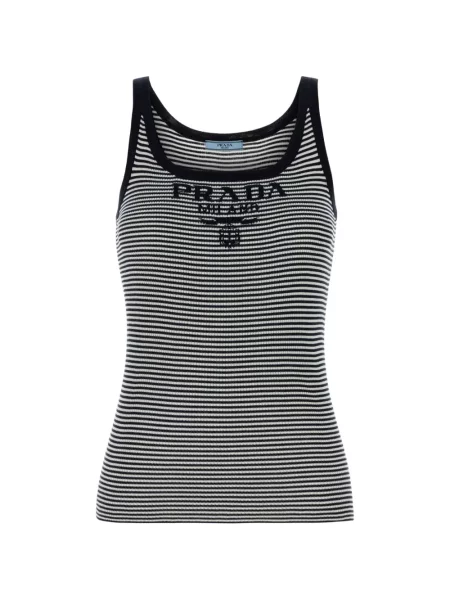 Vestă Prada cu broderie de mătase cu dungi negru