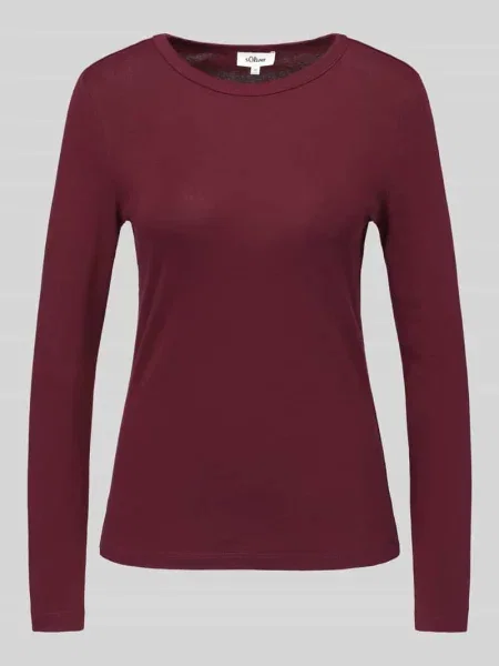 Bluzka z długim rękawem o kroju slim fit z czystej bawełny S.oliver Red Label