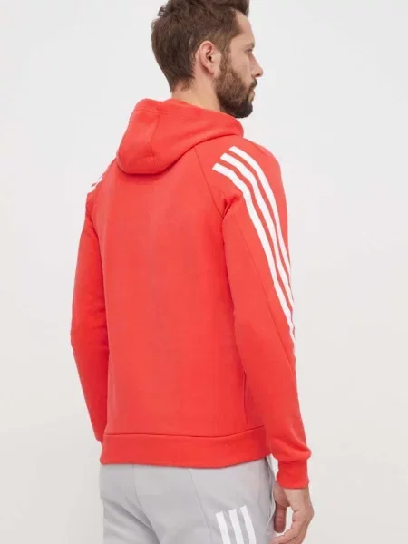 Mikina adidas s kapucí s potiskem červená
