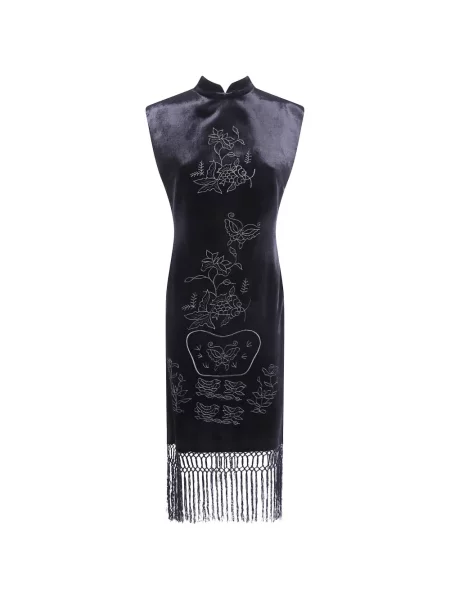 Rochie midi Hui Milano cu broderie negru