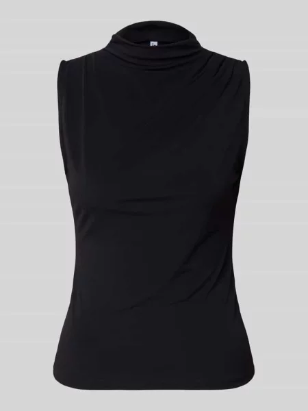 Bluzka o kroju shaped fit bez rękawów model ‘MADISON’ Pieces czarna