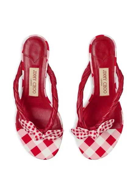 Papuci tip mules Jimmy Choo cu funde țesuți roșu