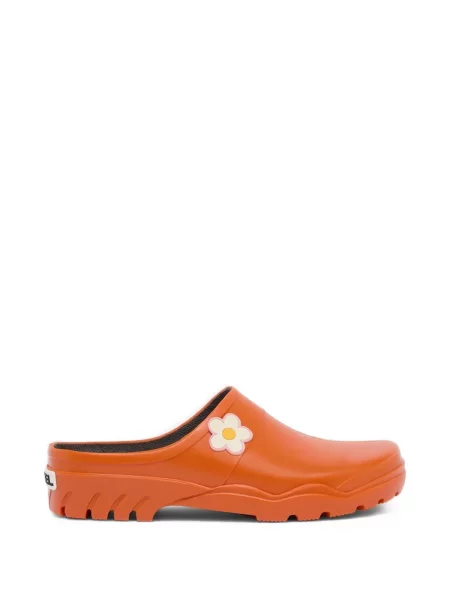 Papuci tip mules Carel Paris cu model floral portocaliu
