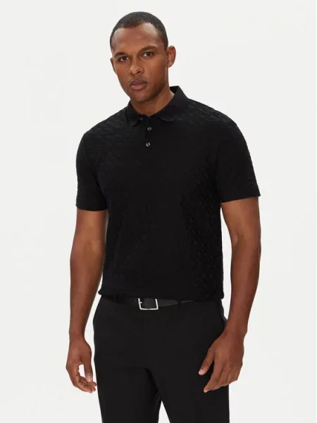 BOSS polo gładki czarny