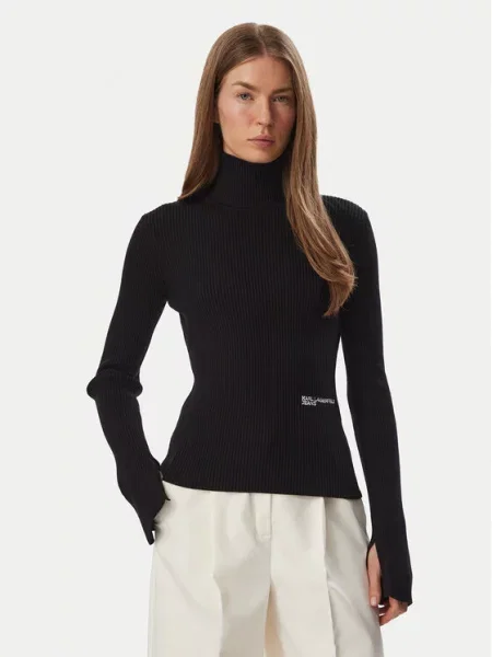 Karl Lagerfeld Jeans golf z wiskozą czarny