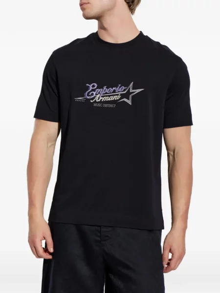 Тениска Emporio Armani бродирана черно