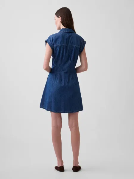 Rochie din denim Gap albastru