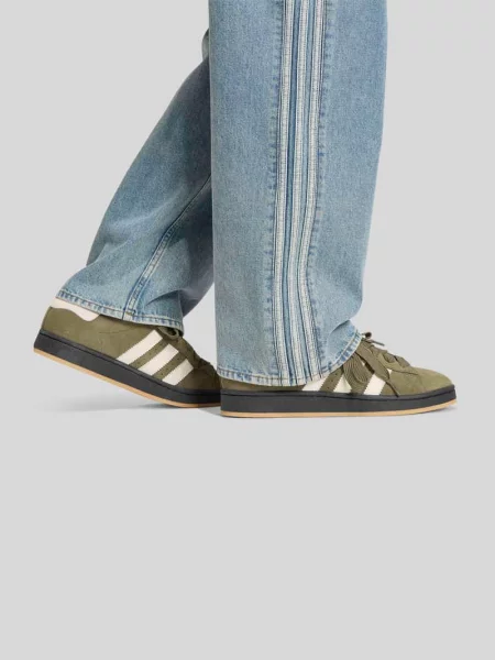 Jeansy z szerokimi nogawkami z czystej bawełny Adidas Originals niebieskie