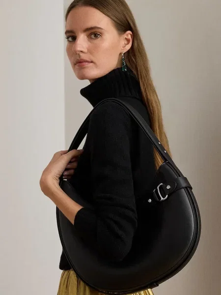 Кожаная сумка Lauren Ralph Lauren черная
