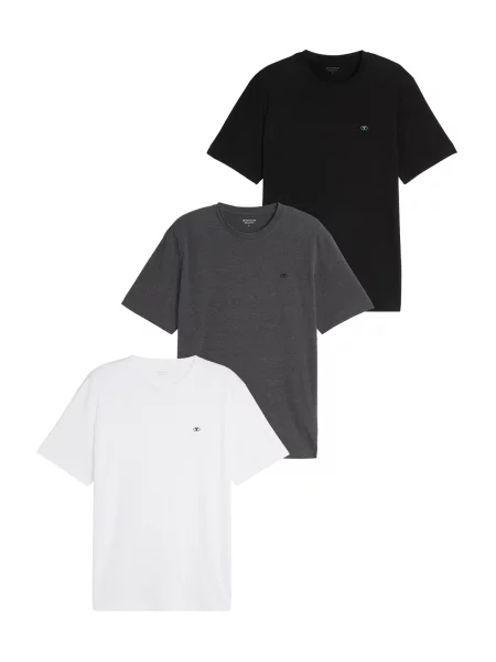 TOM TAILOR Tricou gri închis / negru alb