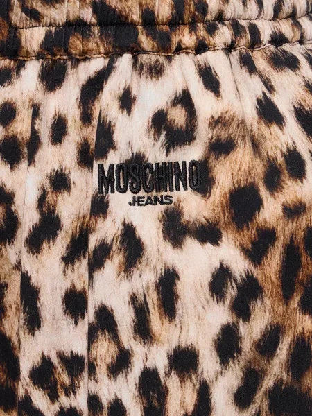Лляні штани Moschino з принтом коричневі