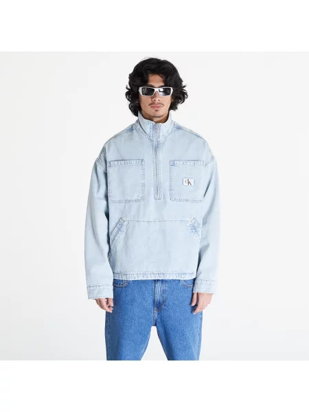 Calvin Klein Jeans Denim Pop Over Jacket Denim Light modré