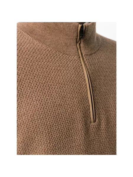 Sweter z golfem Hackett do golfa brązowy