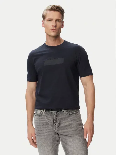 BOSS Tricou Logo Tape Bleumarin
