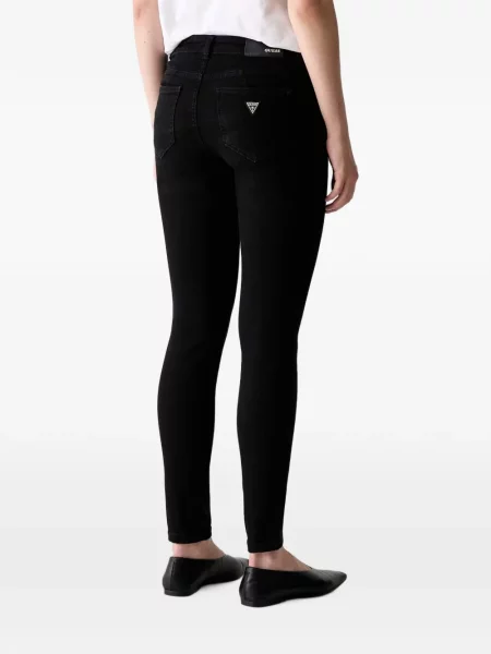 Слаб дънки skinny fit Guess с автограф черно