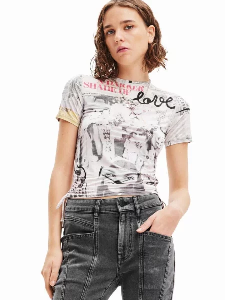 Desigual tricou femei bej negru