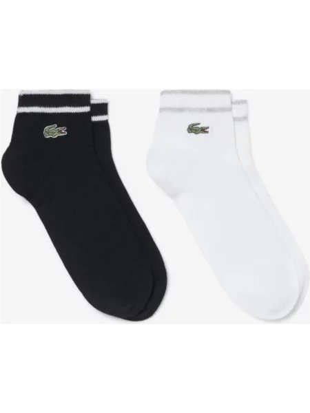 Skarpety Lacoste Striped Crocodile czarny 2 pary biały