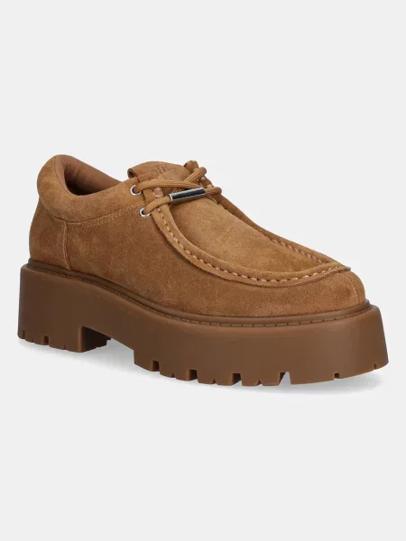 Половинки обувки от велур Steve Madden Offsetter с платформа кафяво