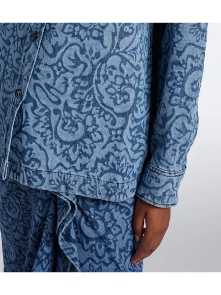 Top Dries Van Noten cu model floral albastru