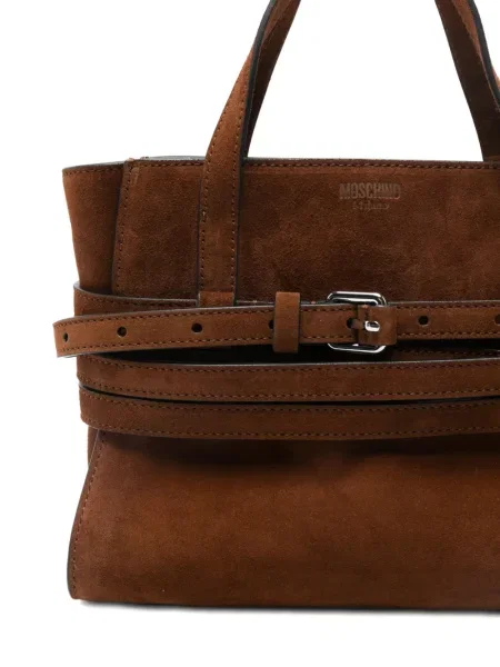 Geantă Moschino din piele de căprioară maro