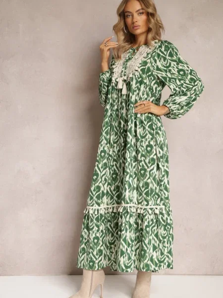 Rochie clos maxi cu volan Maruerilla verde