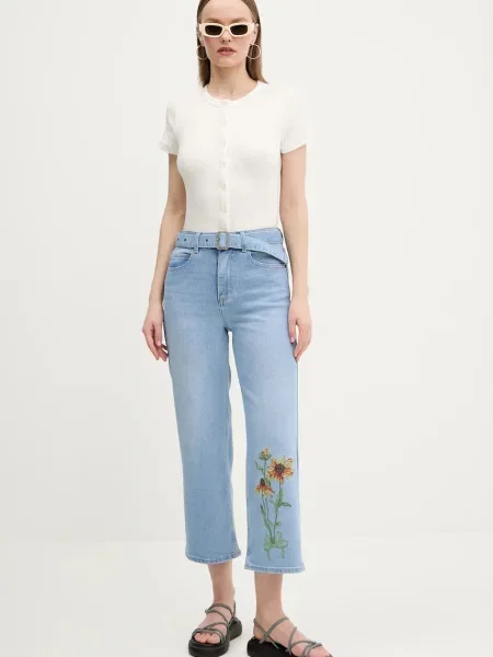 Desigual jeansy OHIO high waist niebieskie