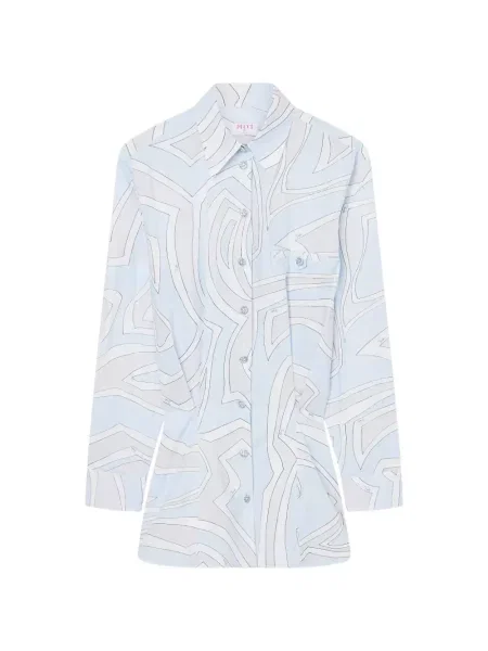 Rochie tip cămașă Pucci cu imagine albastru