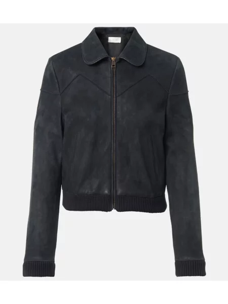 Geacă The Row din piele de căprioară negru