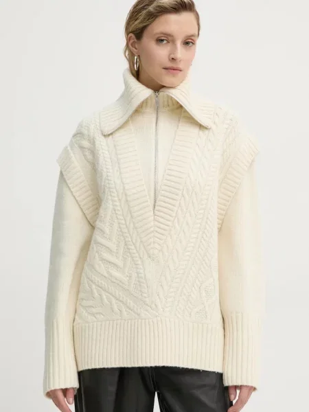 A.L.C. sweter wełniany Callie beżowy