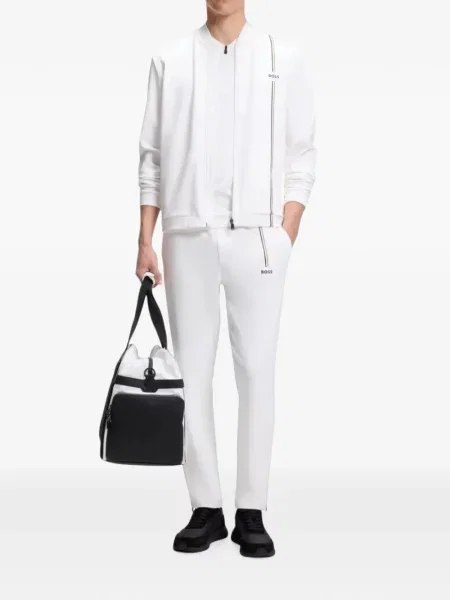Pantaloni Boss cu imagine alergare alb