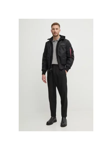 Lniany kurtka bomber Alpha Industries czarny