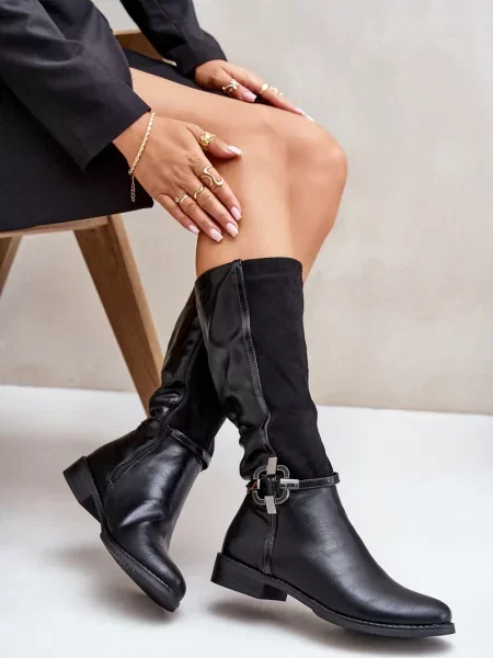 Botine Kesi fără toc cu cataramă negru