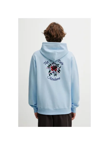 Drôle de Monsieur bluza Hoodie Slogan Rose niebieska