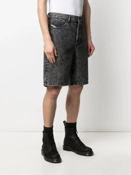 Pantaloni scurți din denim Diesel negru