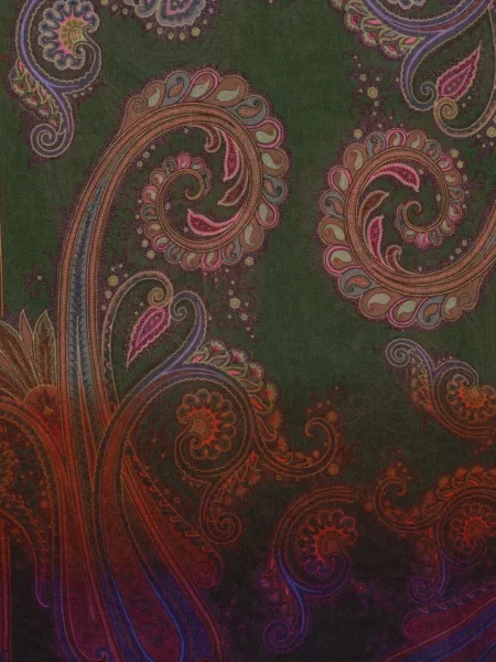 Fular Etro cu imagine cu model paisley verde