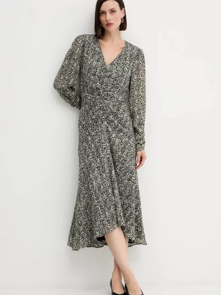 BOSS Orange sukienka maxi rozkloszowana czarny