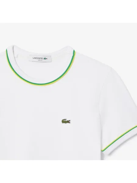 Lacoste T-Shirt Z Dżerseju Z Kontrastowym Akcentem biała