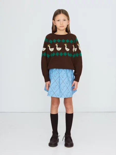 Tinycottons светр дитячий вовняний GREEN GEESE SWEATER зелений