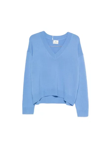 Sweter Anine Bing z dekoltem w serek niebieski