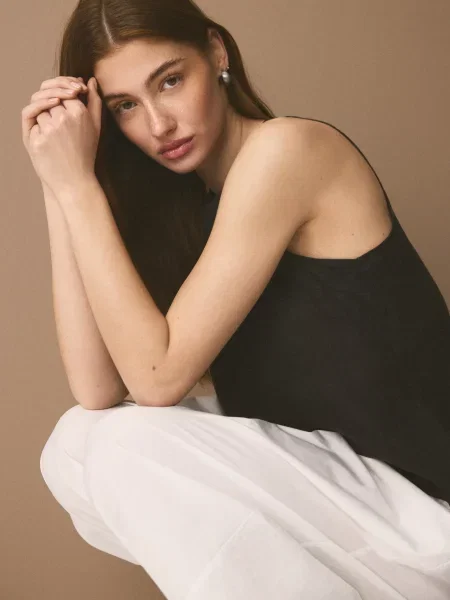 Reserved Лляна блуза темно коричневий